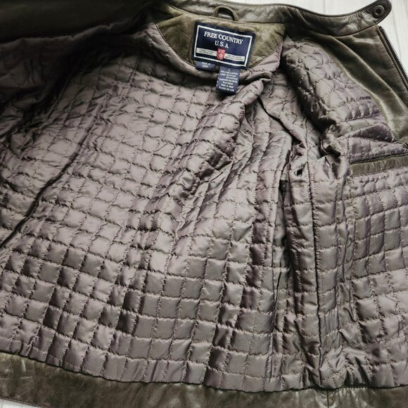 Vintage U.S.A Free Country Brown Leather Street Mens Moto Jacket Size Large - Picture 9 of 9